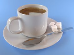 A cup of coffee with milk and sugar 3D Model