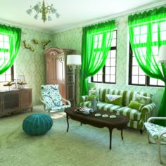 Green living room 3D Model