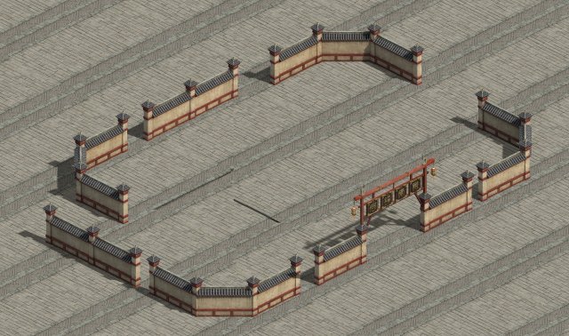 Wangcheng Escort – the fence – the door 3D Model