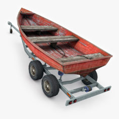Boat trailer with boat model 3D Model