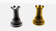 Chess Rook Gold And Silver 3D Model