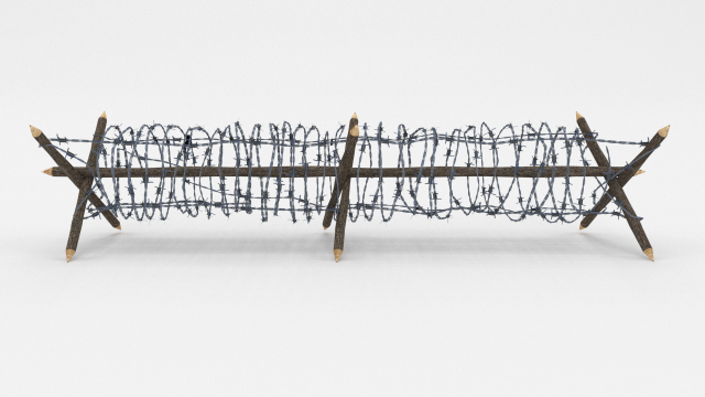 Lowpoly Barb Wire Obstacle 4 3D Model