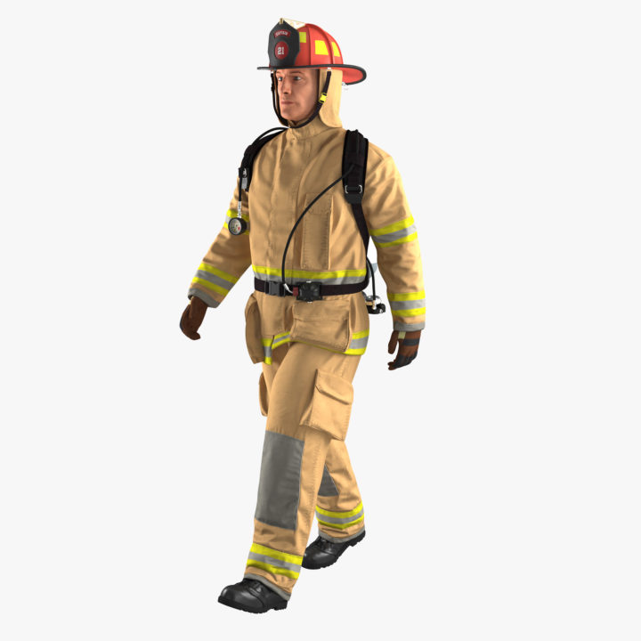 Firefighter Walking Pose 3D Model