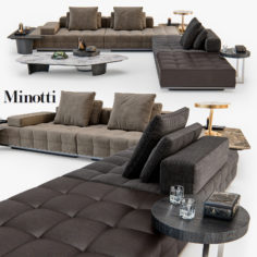 3D Minotti Lawrence Clan seating system set_01 3D Model