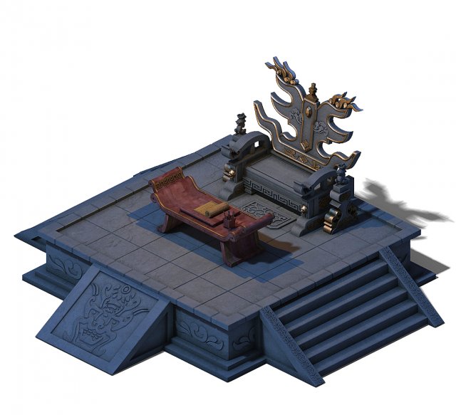 Huanglongshan – stone hall throne 02 3D Model