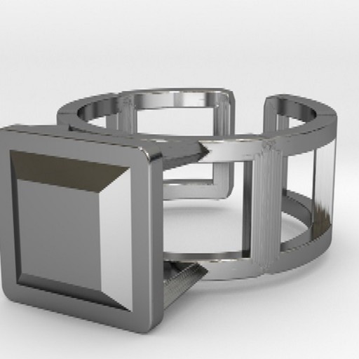 Square Wire Ring 17.53mm with Square Gem 3D Print Model