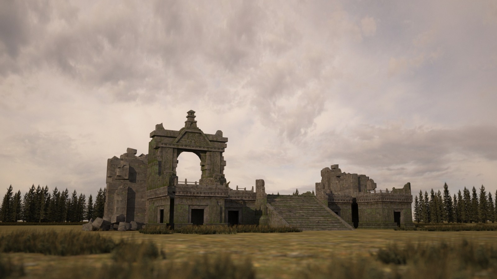 Ancient ruins altar building 3D scene model 3D model 3D Model