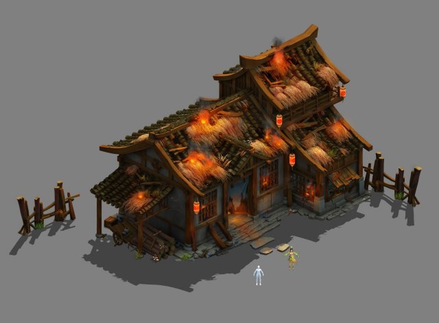 Field – Zhuojun damaged small houses 3D Model