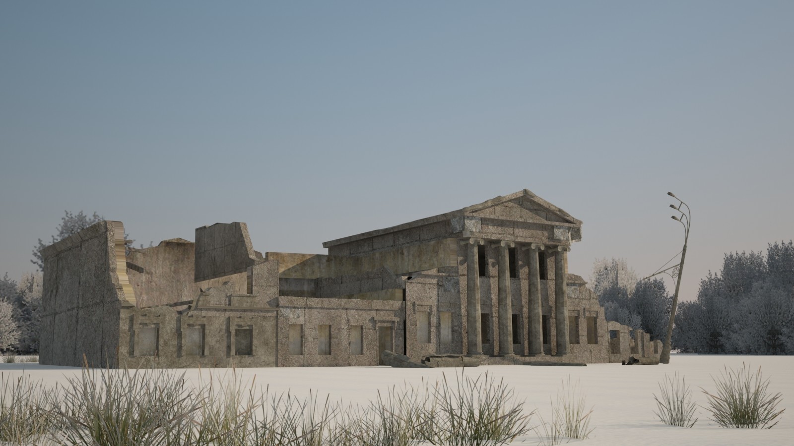 A simple 3D scene model of a ruined building 3D model 3D Model