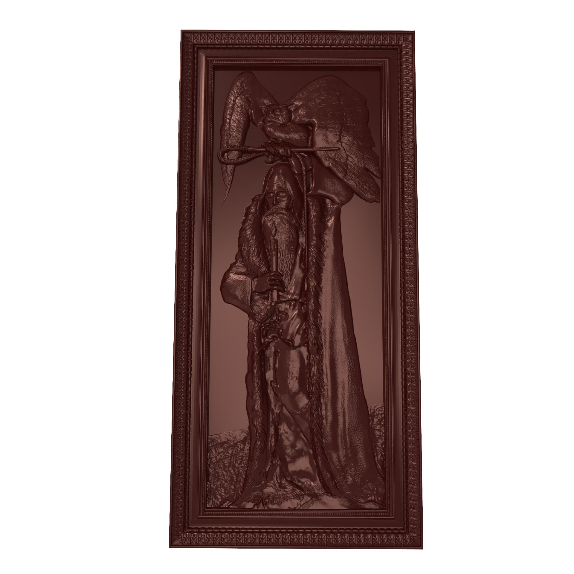 Man with owl Bas relief for CNC 3D Model