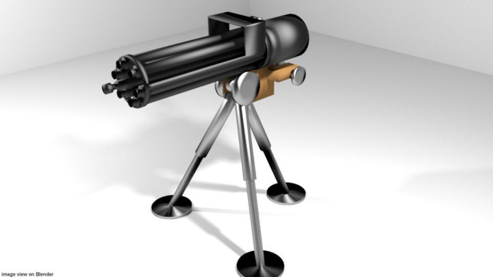 3D Gatling Gun Type 2 3D Model