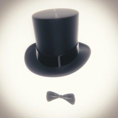 Top Hat With Bow Tie 3D Model