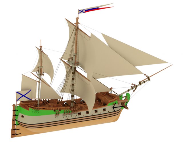 Sailing ship Kronslot 3D Model