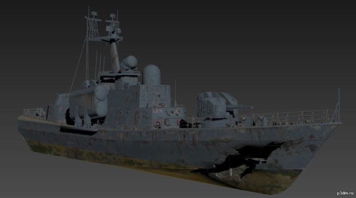 Damaged Missile Boat 3D Model