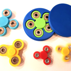 Customizable fidget spinner with text and perfect storage box 3D Print Model