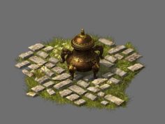 Game model – garden – stone incense burner 3D Model