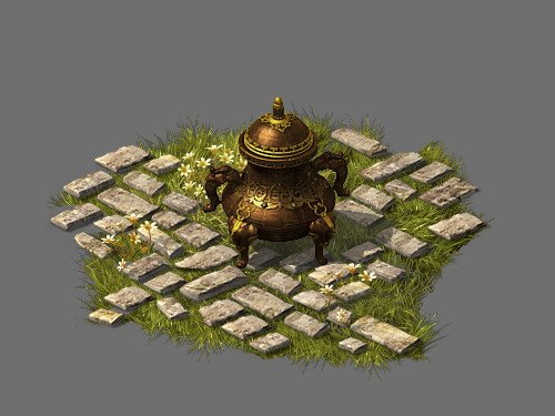 Game model – garden – stone incense burner 3D Model