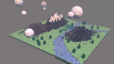 Polygonal landscape Free 3D Model