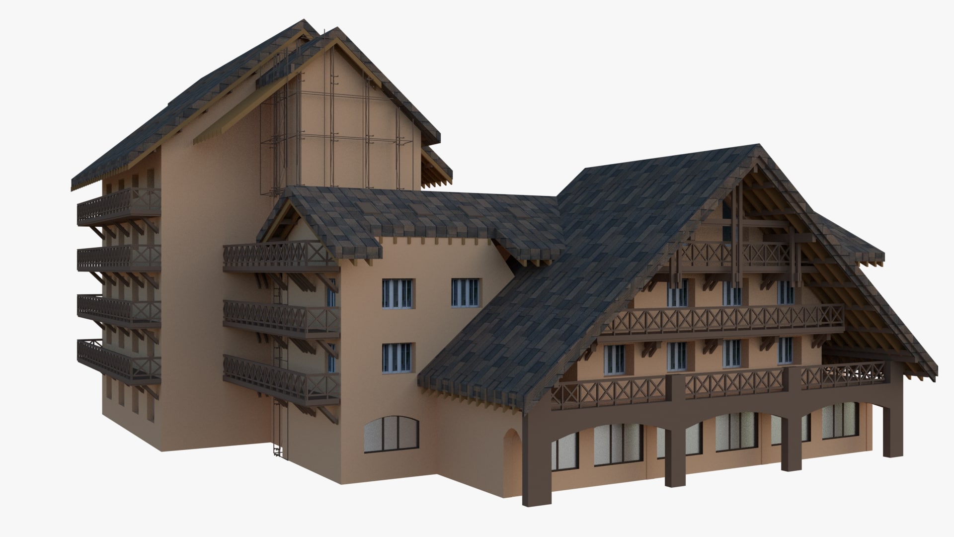 Mexican Hotel Building model 3D Model