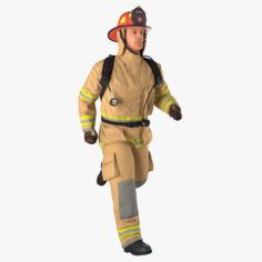 US Firefighter Rigged 3D Model