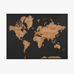 World map wooden 02 3D Model