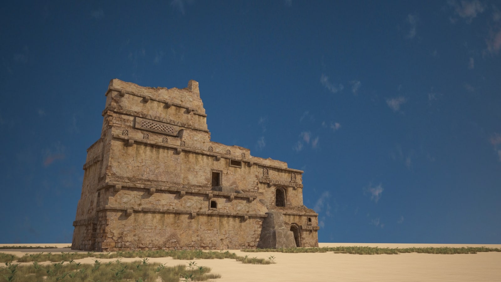 A 3D model of the eroded old buildings 3D Model