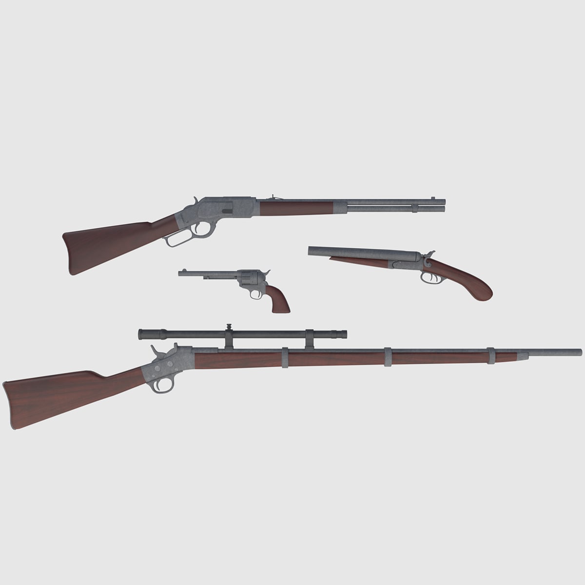 3D Wild West Weapons Combination Pack – Game Ready 3D Model