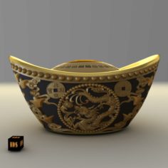 Chinese gold ingot model 3D Model