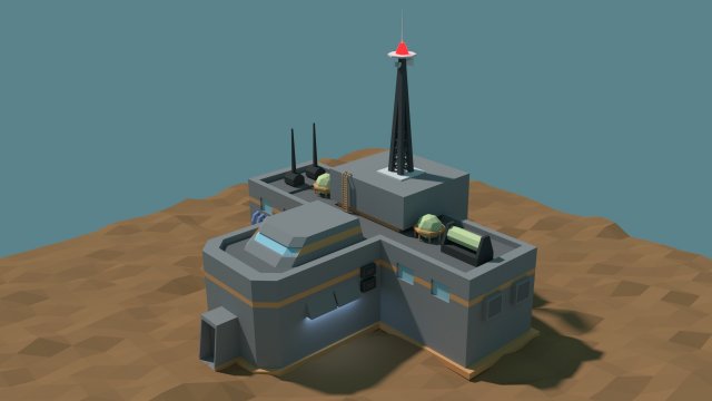 Low Poly Cartoony Sci Fi Building 2 3D Model