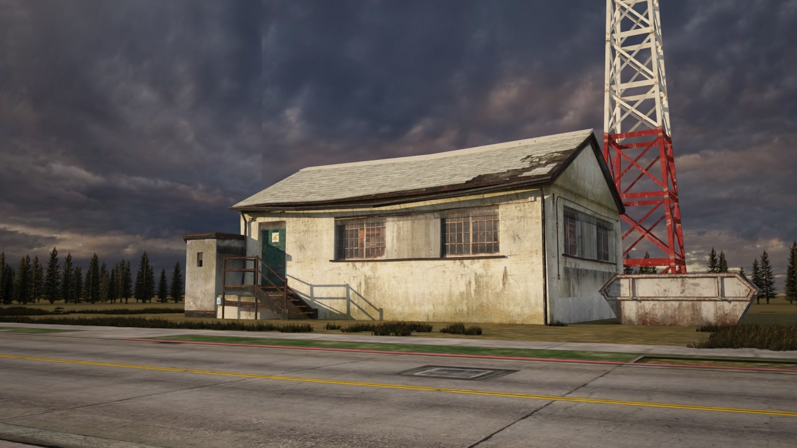 3D A 3D model of a lonely little house on the road 3D Model