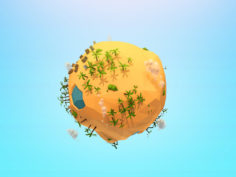 Cartoon Low Poly Sand Planet 3D Model