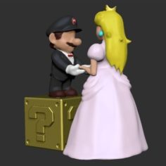 Mario and Peach- Wedding Cake Topper 3D Print Model