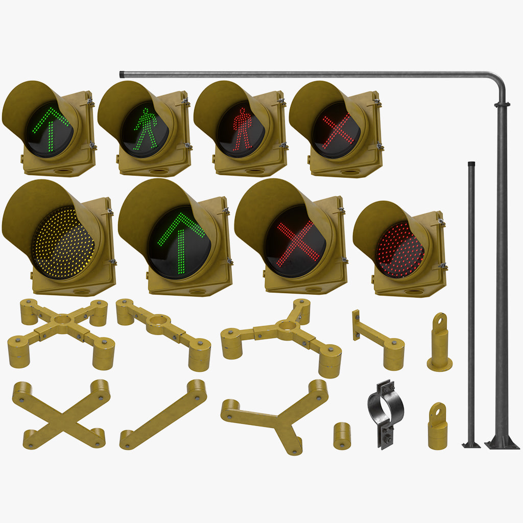 Traffic Lights Set 3D Model