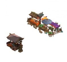 Buns fruit stalls – jewelry stalls 3D Model
