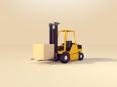 Cartoon Low Poly Forklift 3D Model