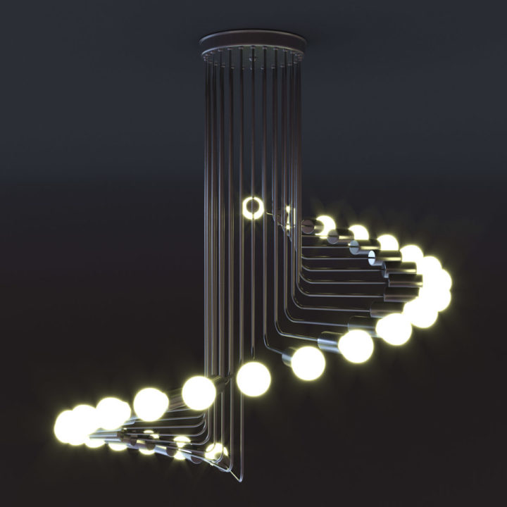 3D Modern Loft Chandelier model 3D Model