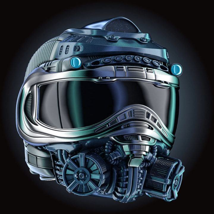 Helmet Chemical Mask Sci-fi HD (2) 3D Model