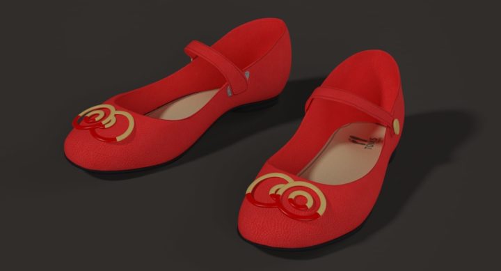 Realistic Girl Flat Shoes 3D Model