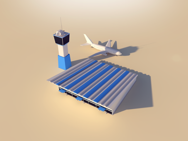 Cartoon Low Poly Airport 3D Model