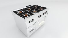 6 burner gas range oven 3D Model