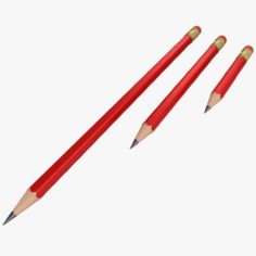 Red Pencil Set 3D Model