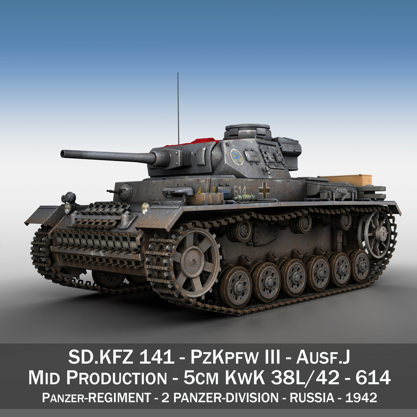 PzKpfw III – Panzer 3 – Ausf.J – 614 model 3D Model