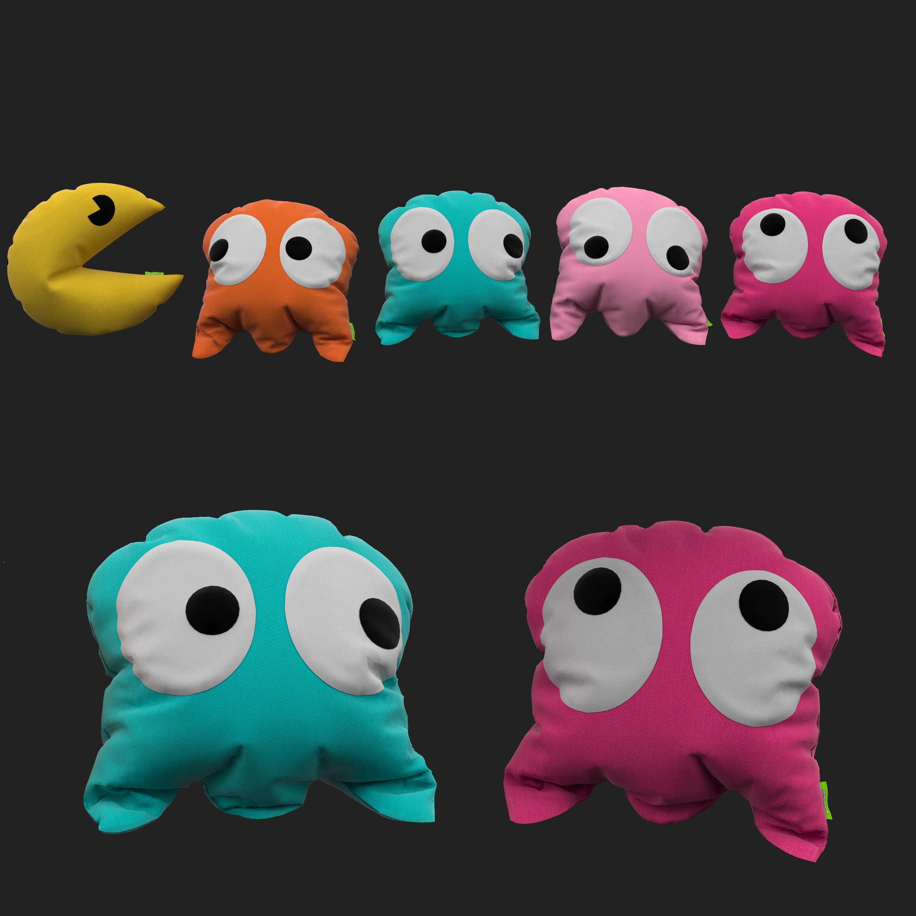 Pacman pillow set 3D model 3D Model