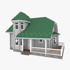 American Small Log House 3D Model