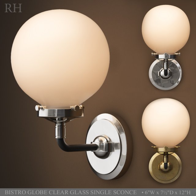 BISTRO GLOBE CLEAR GLASS SINGLE SCONCE 3D Model