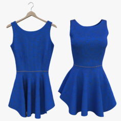 Blue Fitted Dress 3D Model