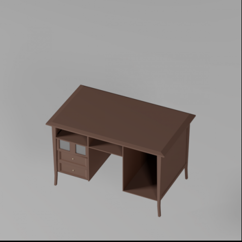 Traditional CLassic Desk lowpoly 3D Model