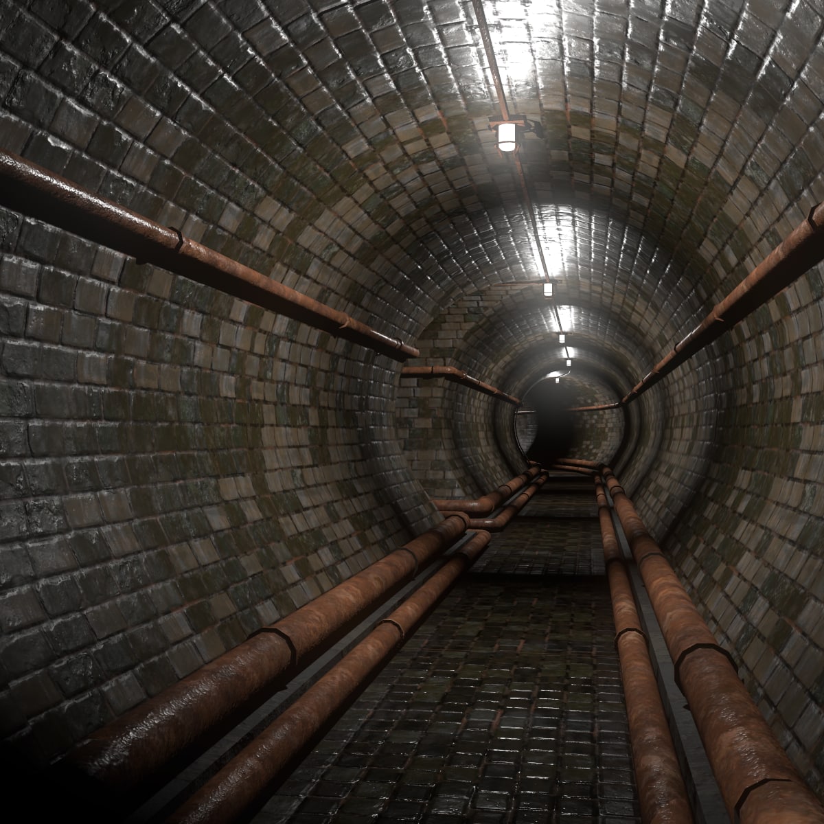 Modular Sewer Tunnels (PBR) 3D Model