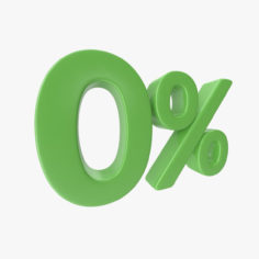 Green Zero Percent Sign 3D Model