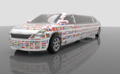 Limousine world flag customization 3D Model
